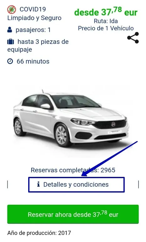 Fragmento de pedido: detalles y condiciones de colocación de botones.