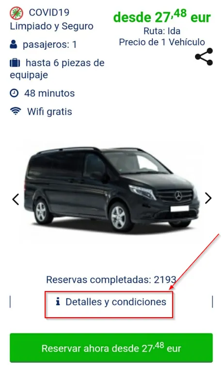 Detalles y condiciones del coche