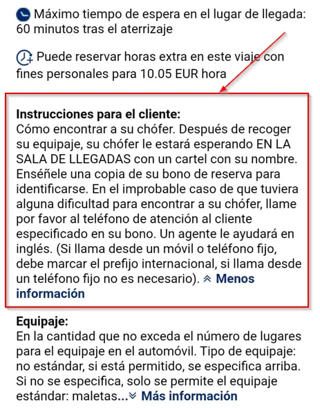 Instrucciones para que el cliente se reúna con un conductor