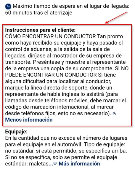 Instrucciones para que el cliente se reúna con un conductor para un traslado compartido
